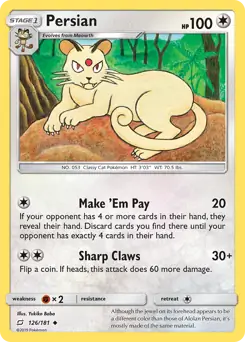 Persian Pokemon card from Team Up