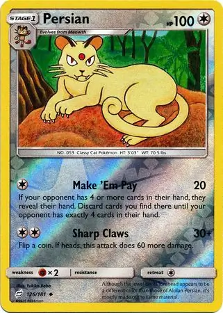 Persian Reverse Holo Pokemon card from Team Up
