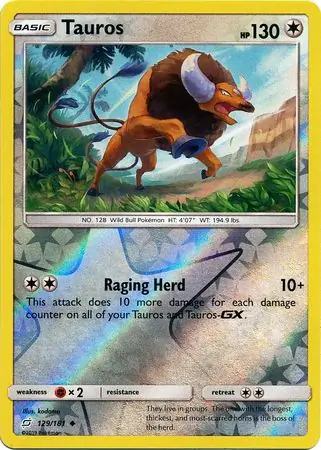 Tauros Reverse Holo Pokemon card from Team Up