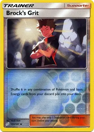 Brock's Grit Reverse Holo Pokemon card from Team Up