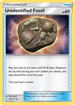 Unidentified Fossil Pokemon card from Team Up