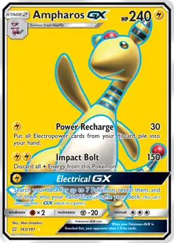 Full Art Ampharos GX Pokemon card from Team Up
