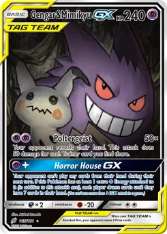Full Art Gengar & Mimikyu GX Pokemon card from Team Up
