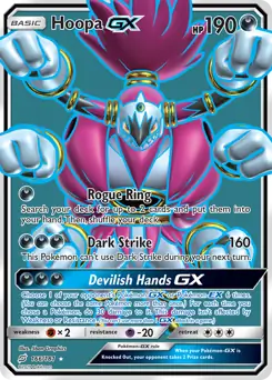 Full Art Hoopa GX Pokemon card from Team Up