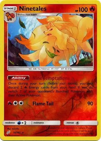 Ninetales Reverse Holo Pokemon card from Team Up