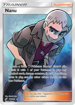 Full Art Nanu Pokemon card from Team Up