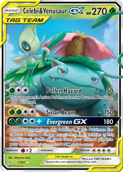 Celebi & Venusaur GX Pokemon card from Team Up