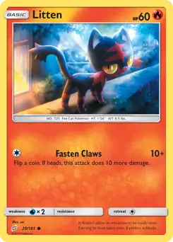 Litten Pokemon card from Team Up