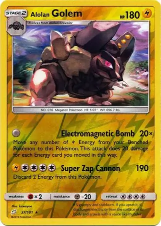 Alolan Golem Reverse Holo Pokemon card from Team Up