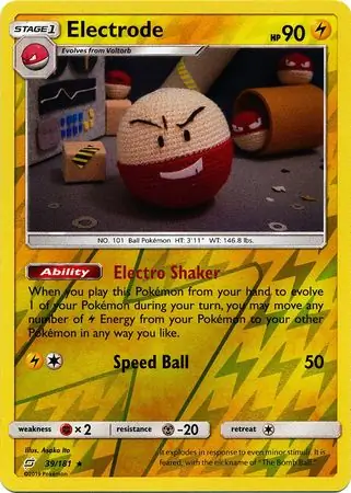 Electrode Reverse Holo Pokemon card from Team Up