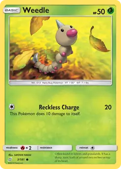 Weedle Pokemon card from Team Up