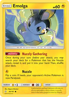 Emolga Pokemon card from Team Up