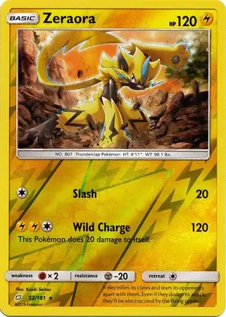 Zeraora Reverse Holo Pokemon card from Team Up