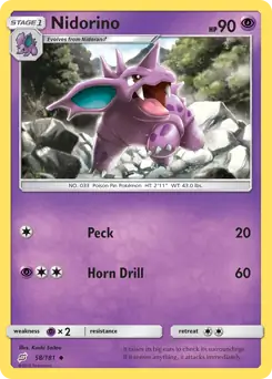 Nidorino Pokemon card from Team Up