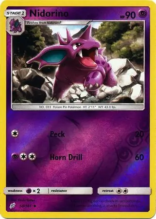 Nidorino Reverse Holo Pokemon card from Team Up