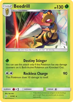 Beedrill Pokemon card from Team Up