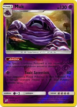 Muk Reverse Holo Pokemon card from Team Up