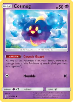 Cosmog Pokemon card from Team Up