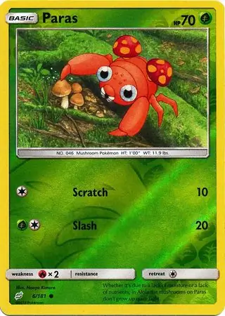 Paras Reverse Holo Pokemon card from Team Up
