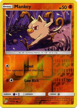 Mankey Reverse Holo Pokemon card from Team Up