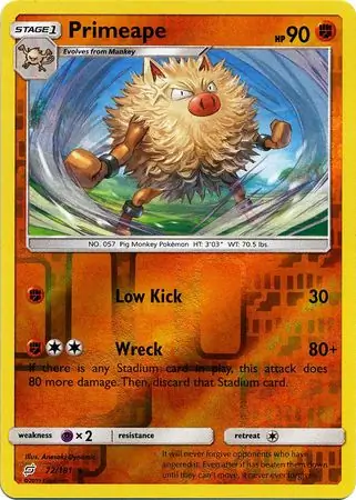 Primeape Reverse Holo Pokemon card from Team Up
