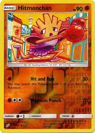 Hitmonchan Reverse Holo Pokemon card from Team Up