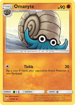Omanyte Pokemon card from Team Up