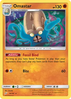 Omastar Pokemon card from Team Up