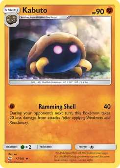 Kabuto Pokemon card from Team Up