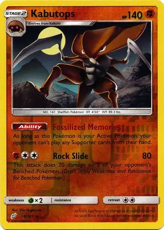 Kabutops Reverse Holo Pokemon card from Team Up