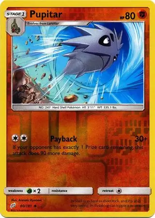 Pupitar Reverse Holo Pokemon card from Team Up