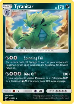 Tyranitar Holo Pokemon card from Team Up
