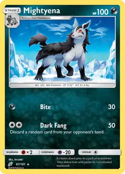 Mightyena Pokemon card from Team Up