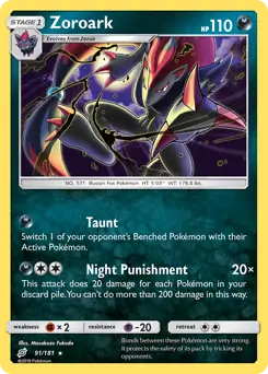 Zoroark Pokemon card from Team Up