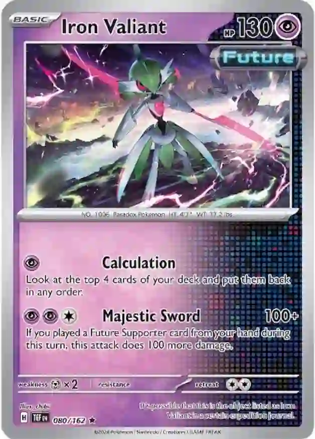 Iron Valiant Pokemon card from Temporal Forces
