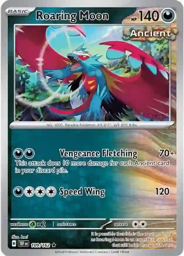Roaring Moon Pokemon card from Temporal Forces