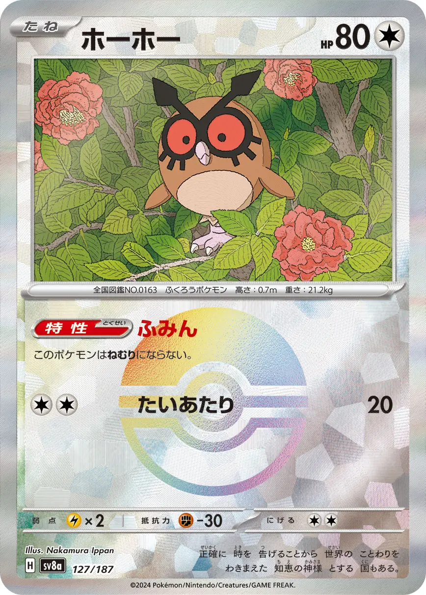 Hoothoot Reverse Holo Pokemon card from Terastal Festival ex