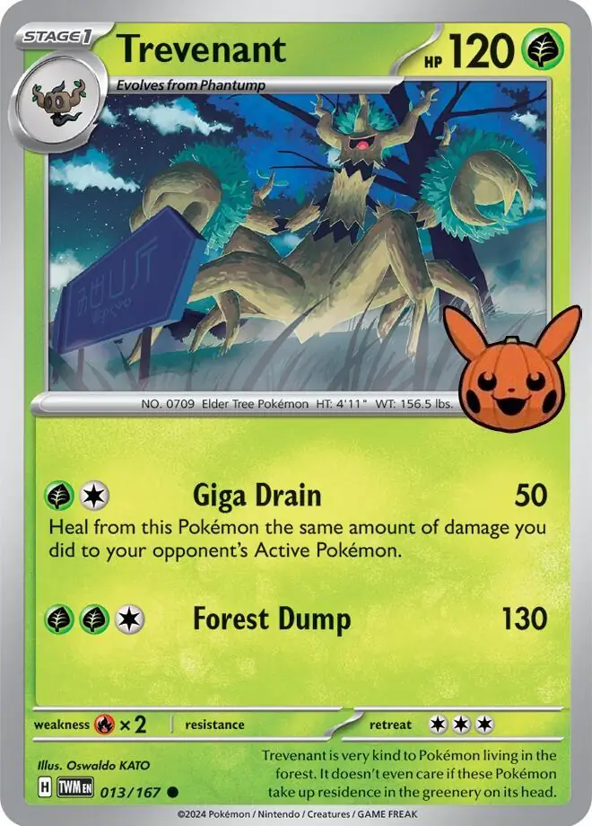 Trevenant Pokemon card from Trick or Trade 2024