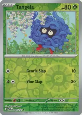 Tangela Reverse Holo Pokemon card from Twilight Masquerade