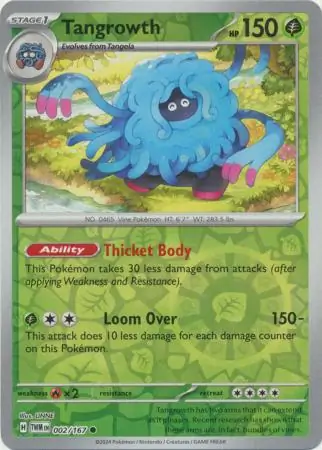 Tangrowth Reverse Holo Pokemon card from Twilight Masquerade