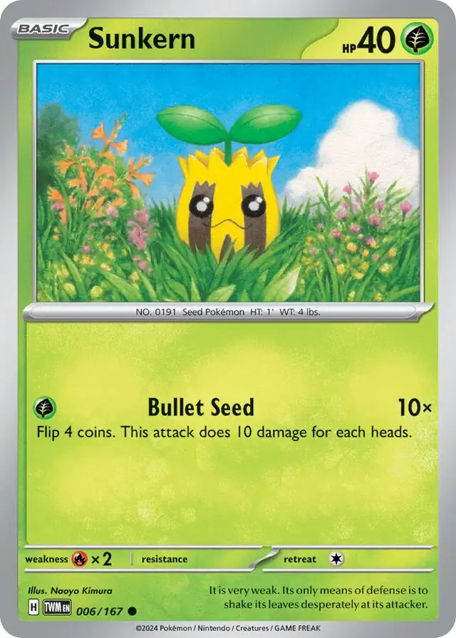 Sunkern Pokemon card from Twilight Masquerade