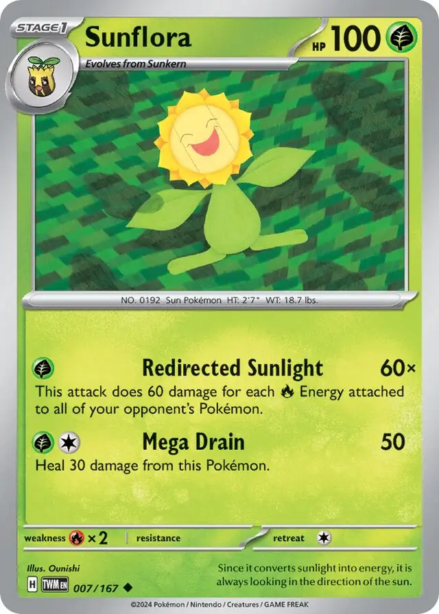 Sunflora Pokemon card from Twilight Masquerade