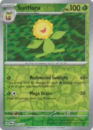 Sunflora Reverse Holo Pokemon card from Twilight Masquerade