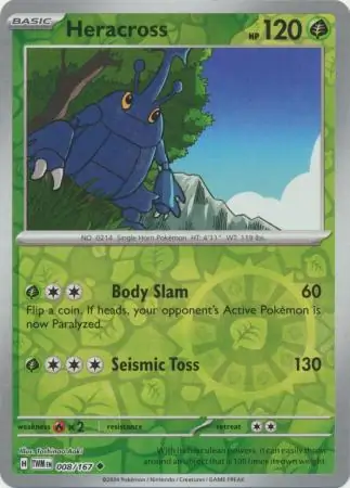 Heracross Reverse Holo Pokemon card from Twilight Masquerade