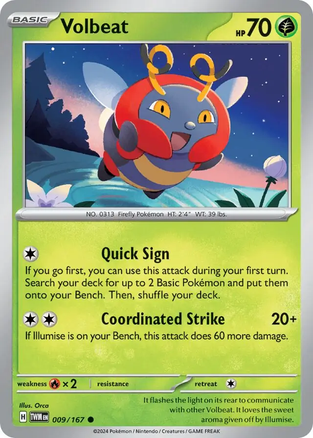 Volbeat Pokemon card from Twilight Masquerade