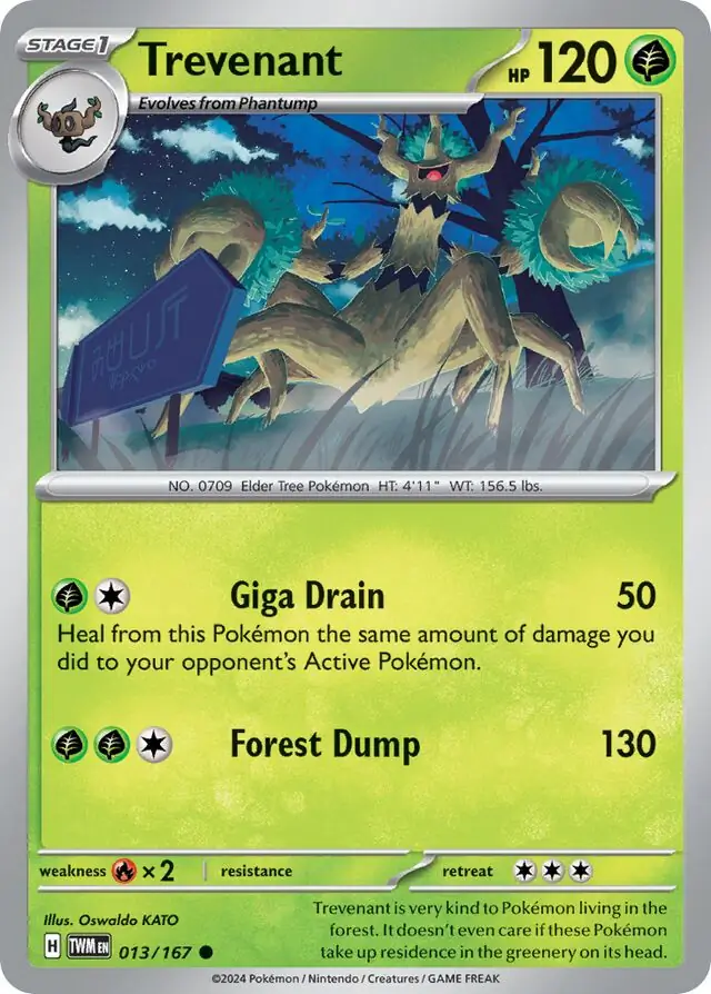 Trevenant Pokemon card from Twilight Masquerade