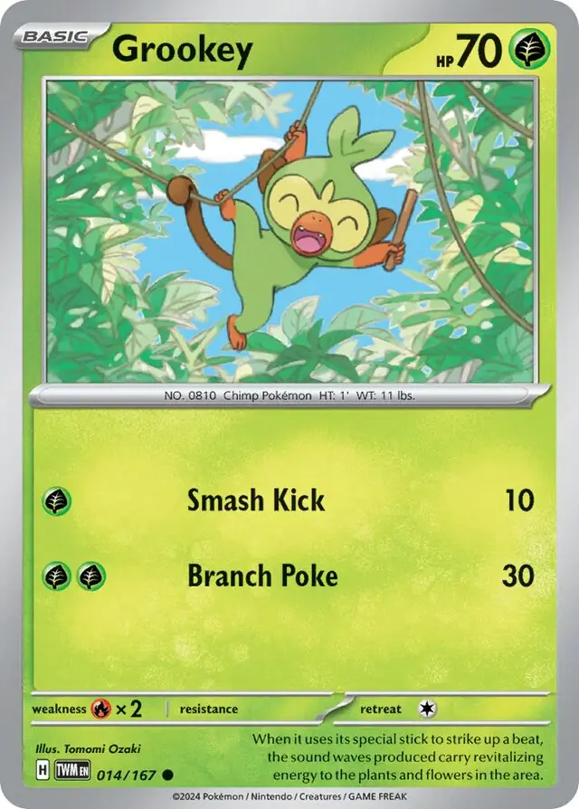 Grookey Pokemon card from Twilight Masquerade