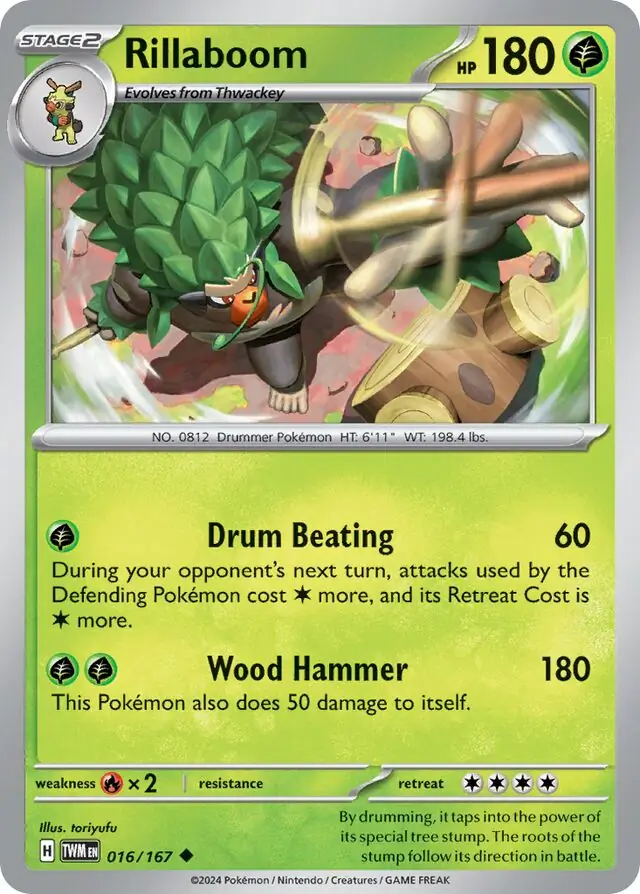Rillaboom Pokemon card from Twilight Masquerade