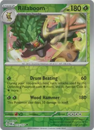 Rillaboom Reverse Holo Pokemon card from Twilight Masquerade