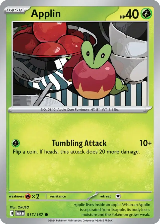 Applin Pokemon card from Twilight Masquerade